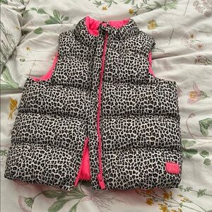 UGG Leopard Print Puffer Vest with Pink Details